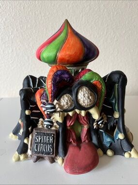 Spooky Hallo Spider Circus Tent Halloween Lighted House Bisque Porcelain